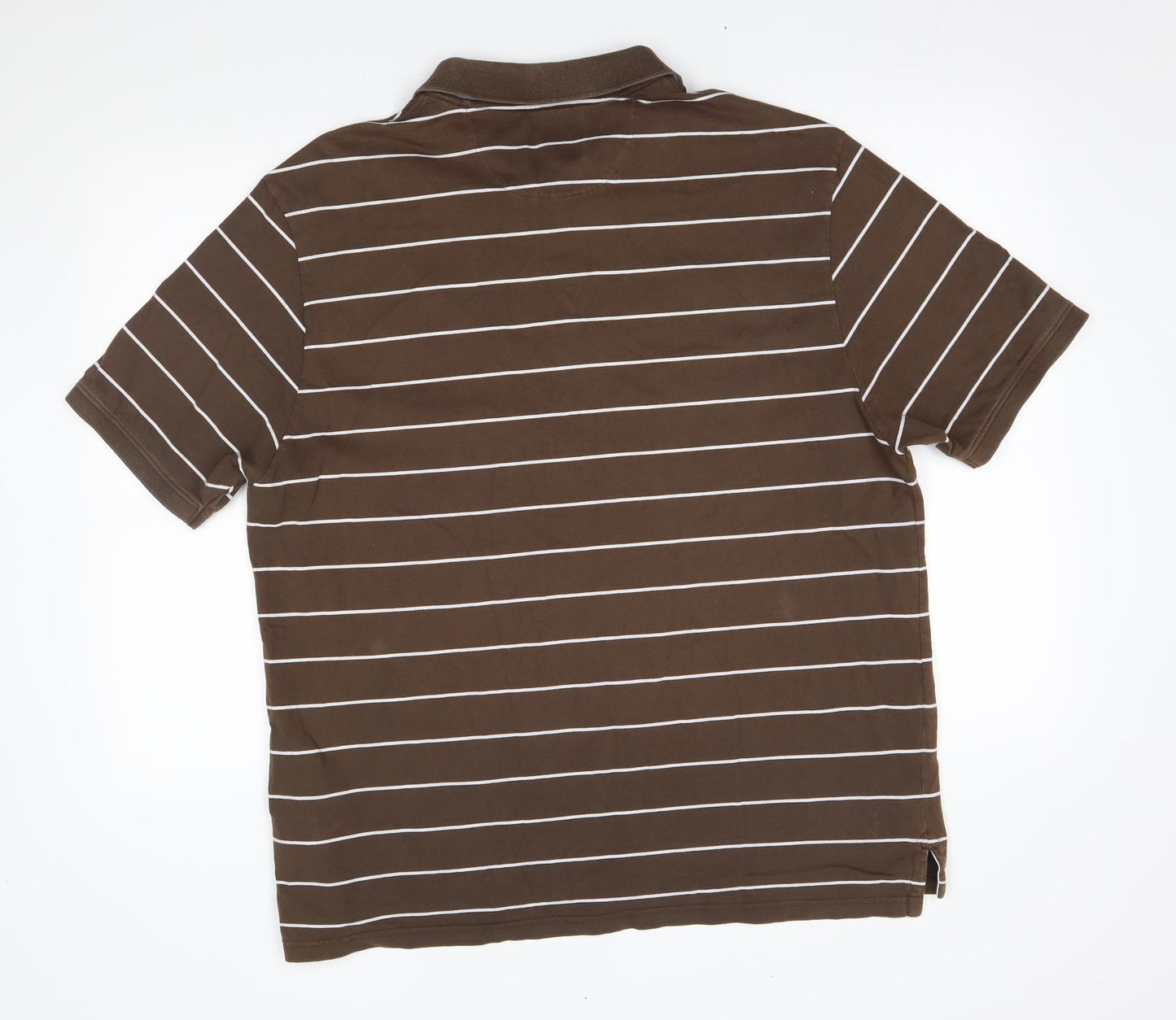 M&S Mens Brown Striped   Polo Size XL