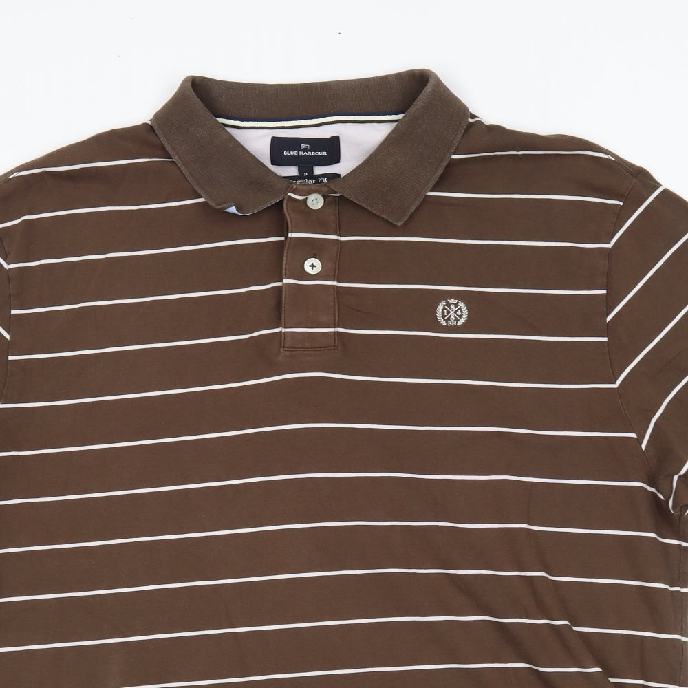M&S Mens Brown Striped   Polo Size XL