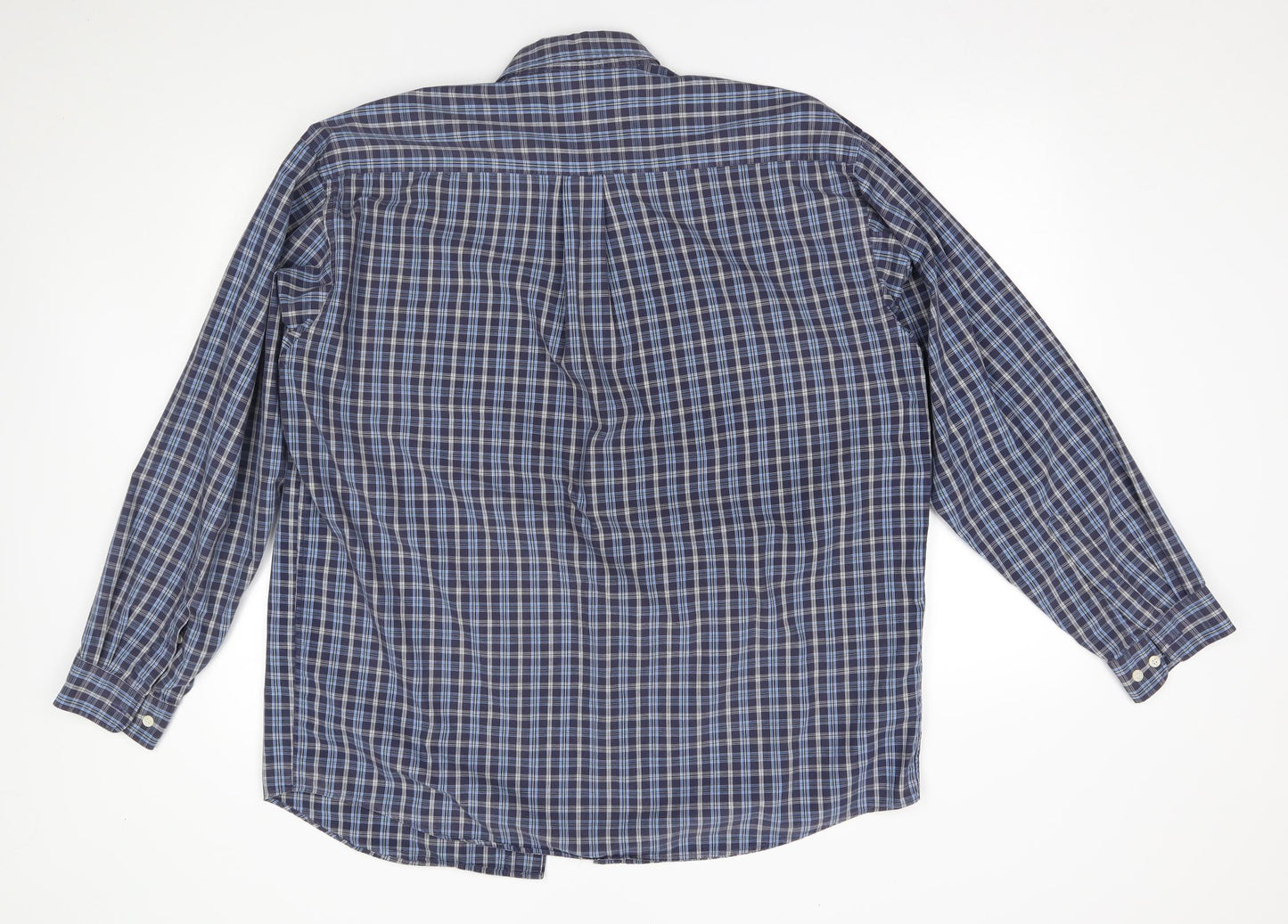 M&S Mens Blue Plaid   Button-Up Size L