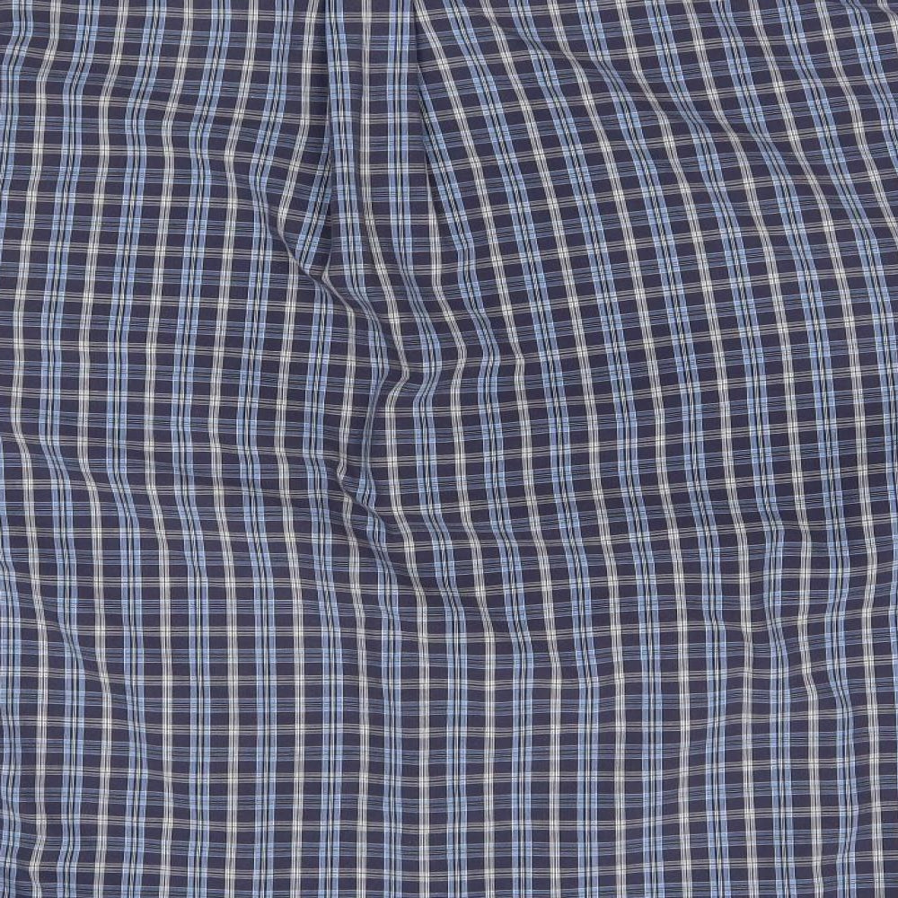 M&S Mens Blue Plaid   Button-Up Size L