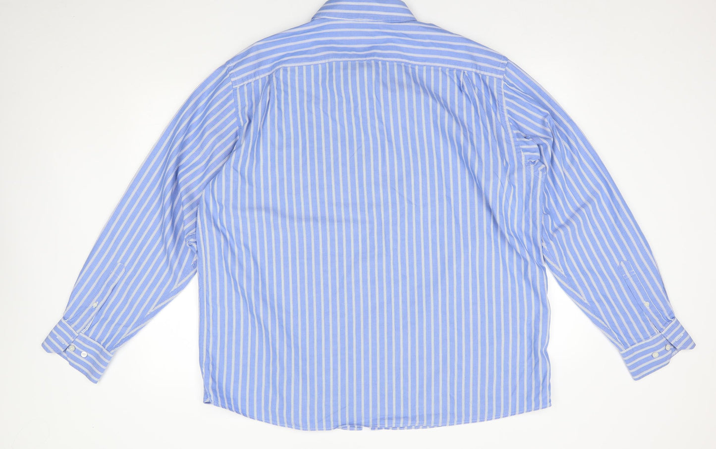 M&S Mens Blue Striped   Dress Shirt Size XL