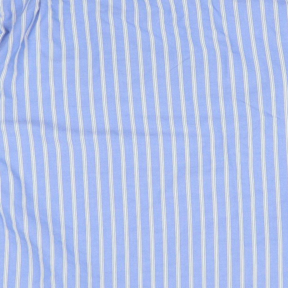 M&S Mens Blue Striped   Dress Shirt Size XL