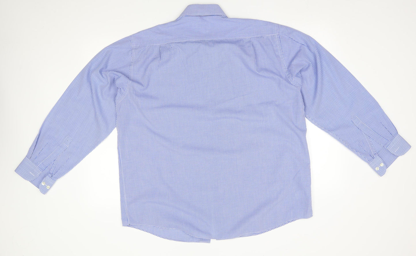 M&S Mens Blue Check   Dress Shirt Size 16