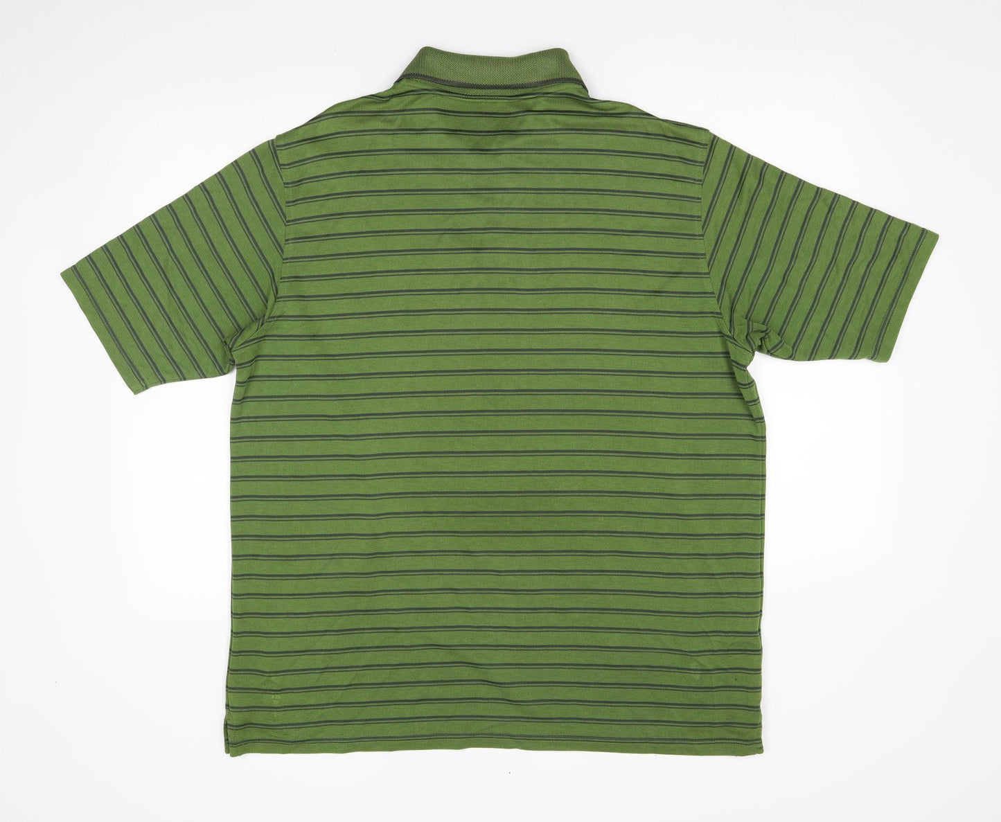 M&S Mens Green Striped   Polo Size XL