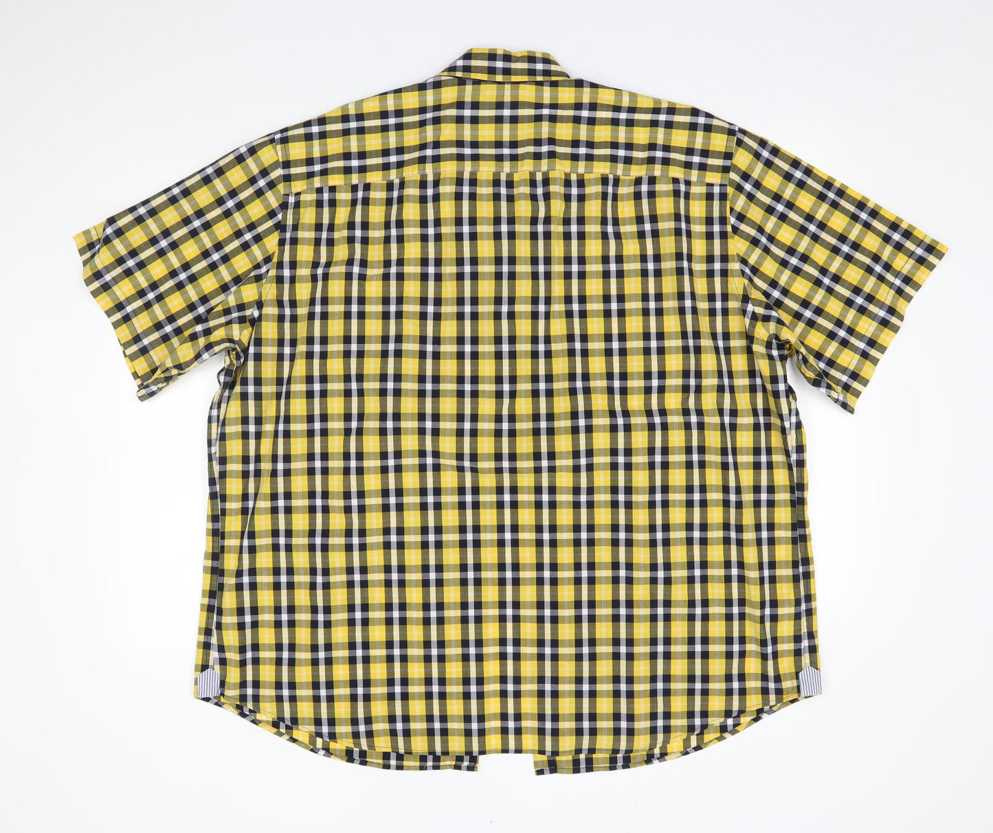 M&S Mens Yellow Plaid   Button-Up Size 2XL