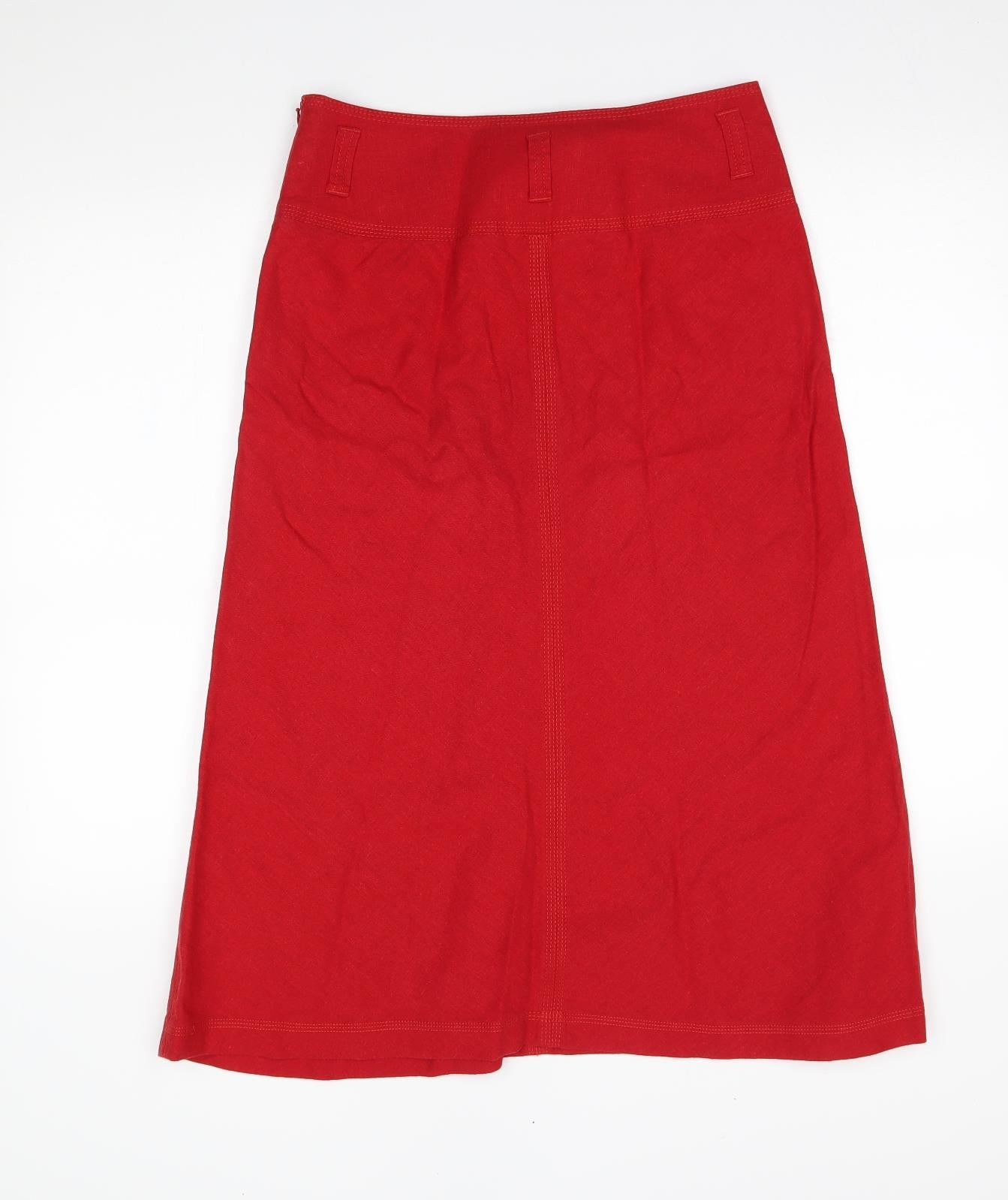 M&S Womens Red   A-Line Skirt Size 10