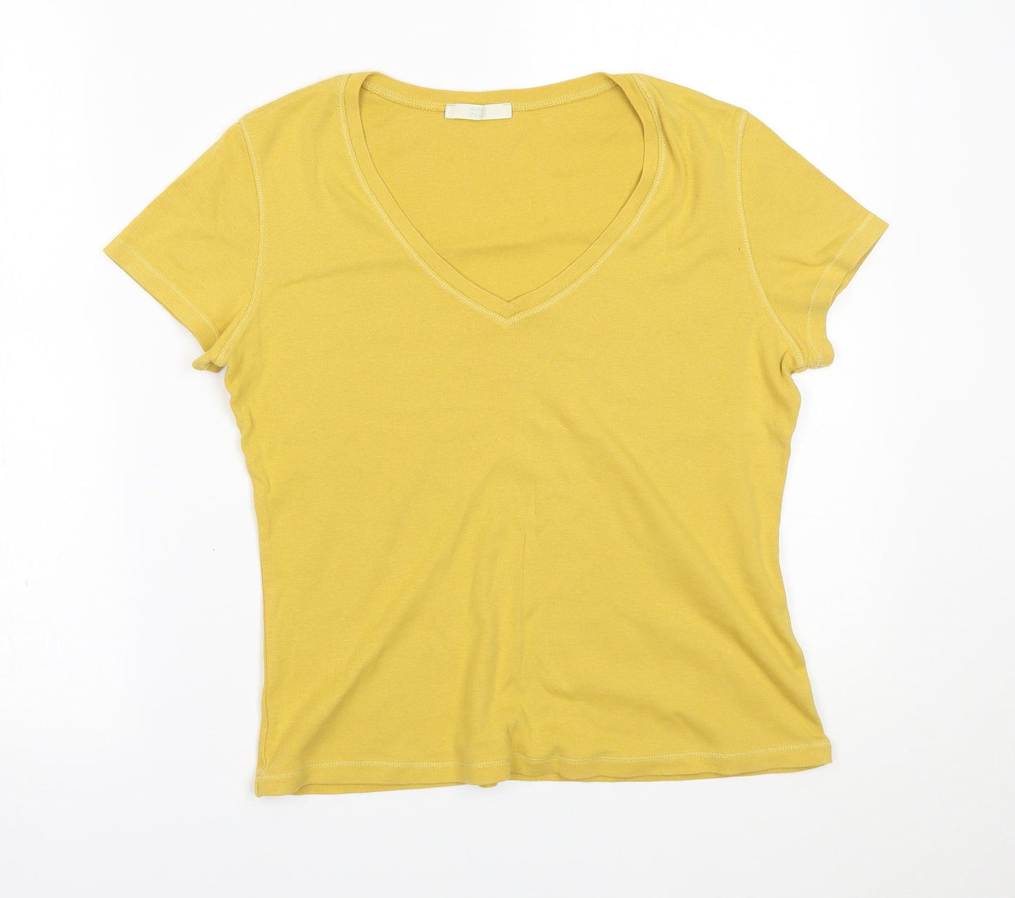 M&S Womens Yellow   Basic T-Shirt Size 14