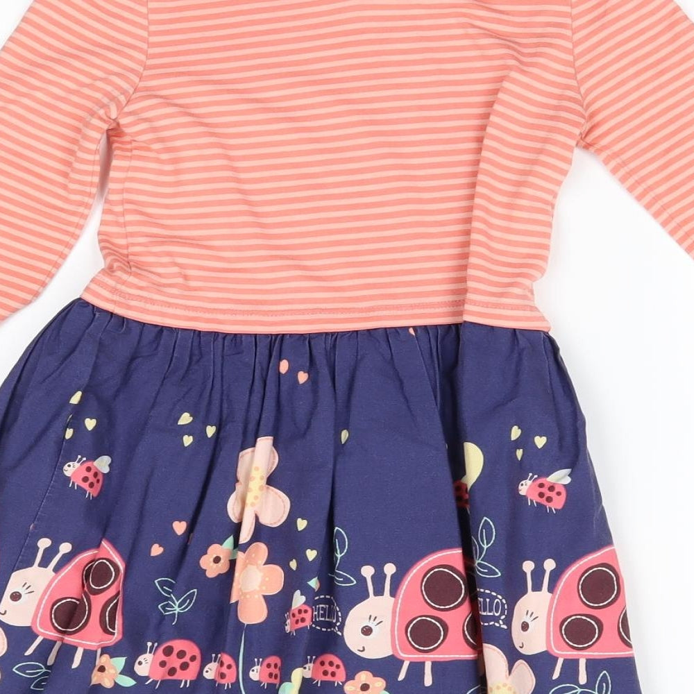 F&F Girls Pink Striped  T-Shirt Dress  Size 4-5 Years