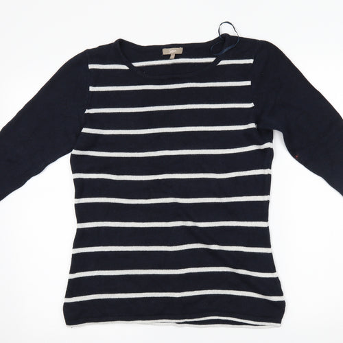Soon Womens Black Striped  Pullover Jumper Size 12