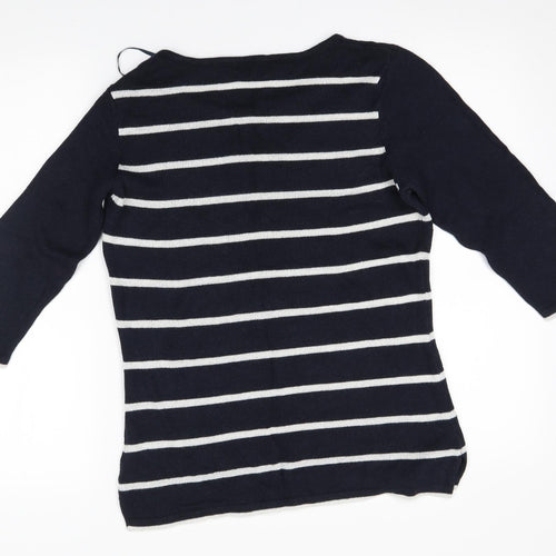 Soon Womens Black Striped  Pullover Jumper Size 12