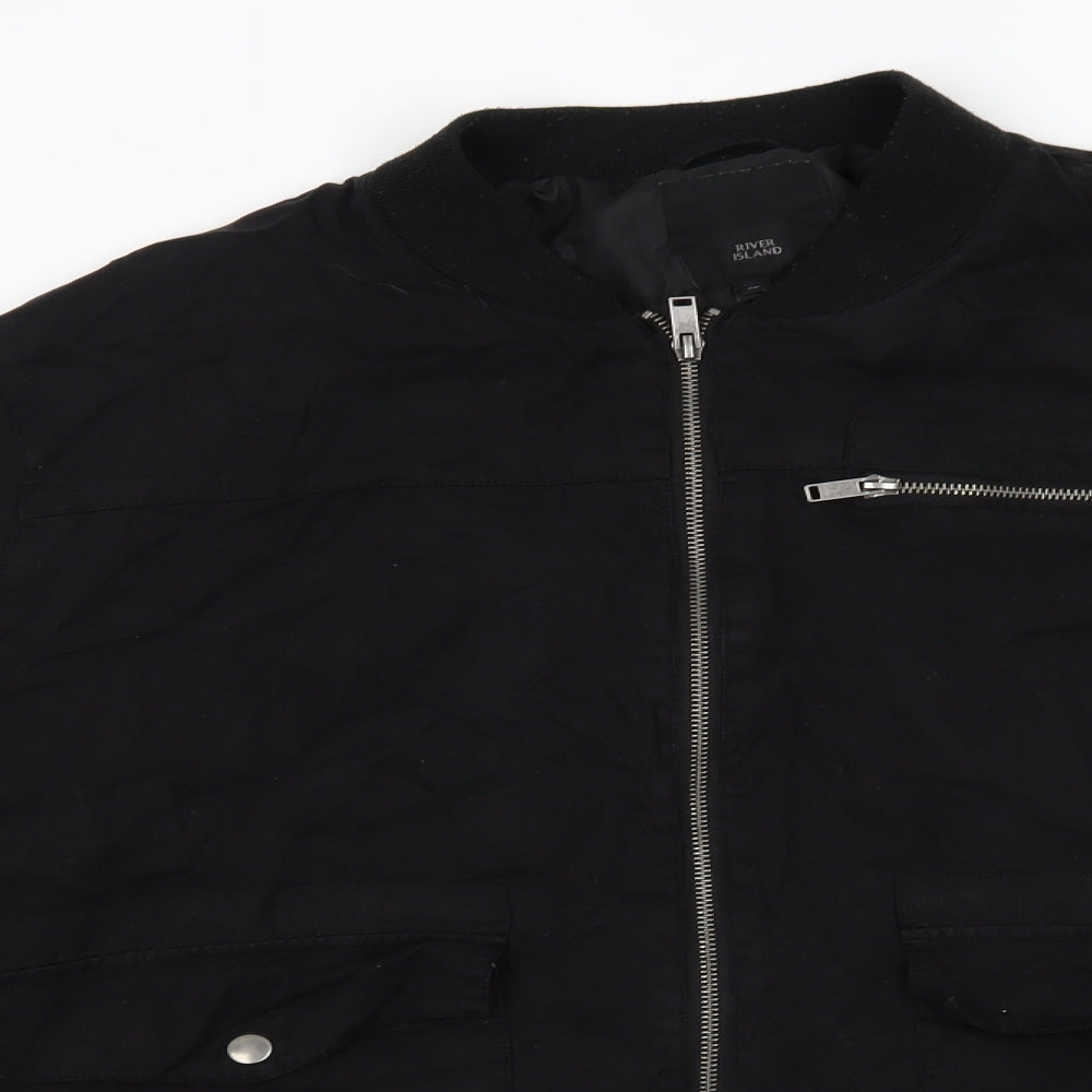 River Island Mens Black   Bomber Jacket Jacket Size XL