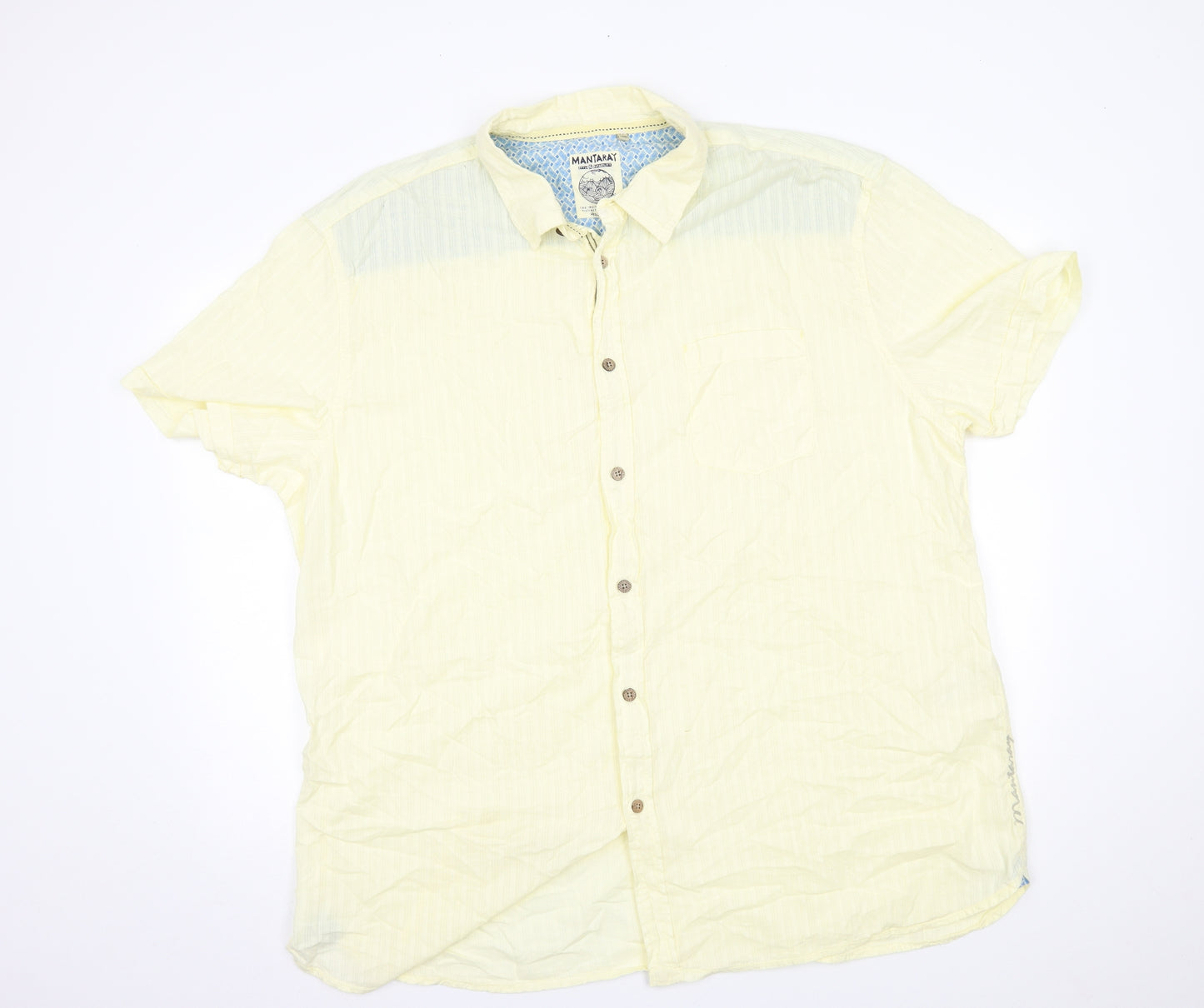 mantaray Mens Yellow Striped   Button-Up Size 3XL