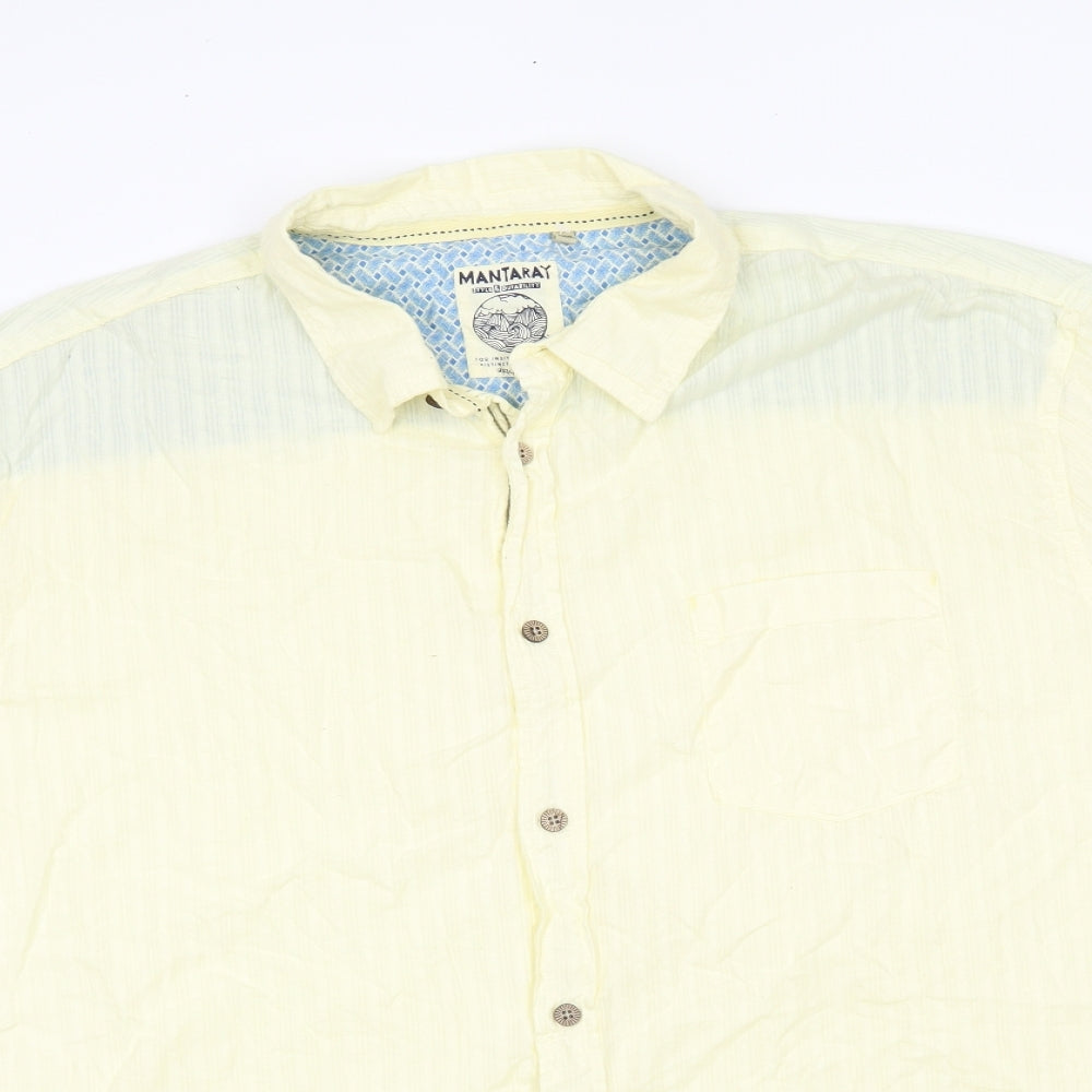 mantaray Mens Yellow Striped   Button-Up Size 3XL