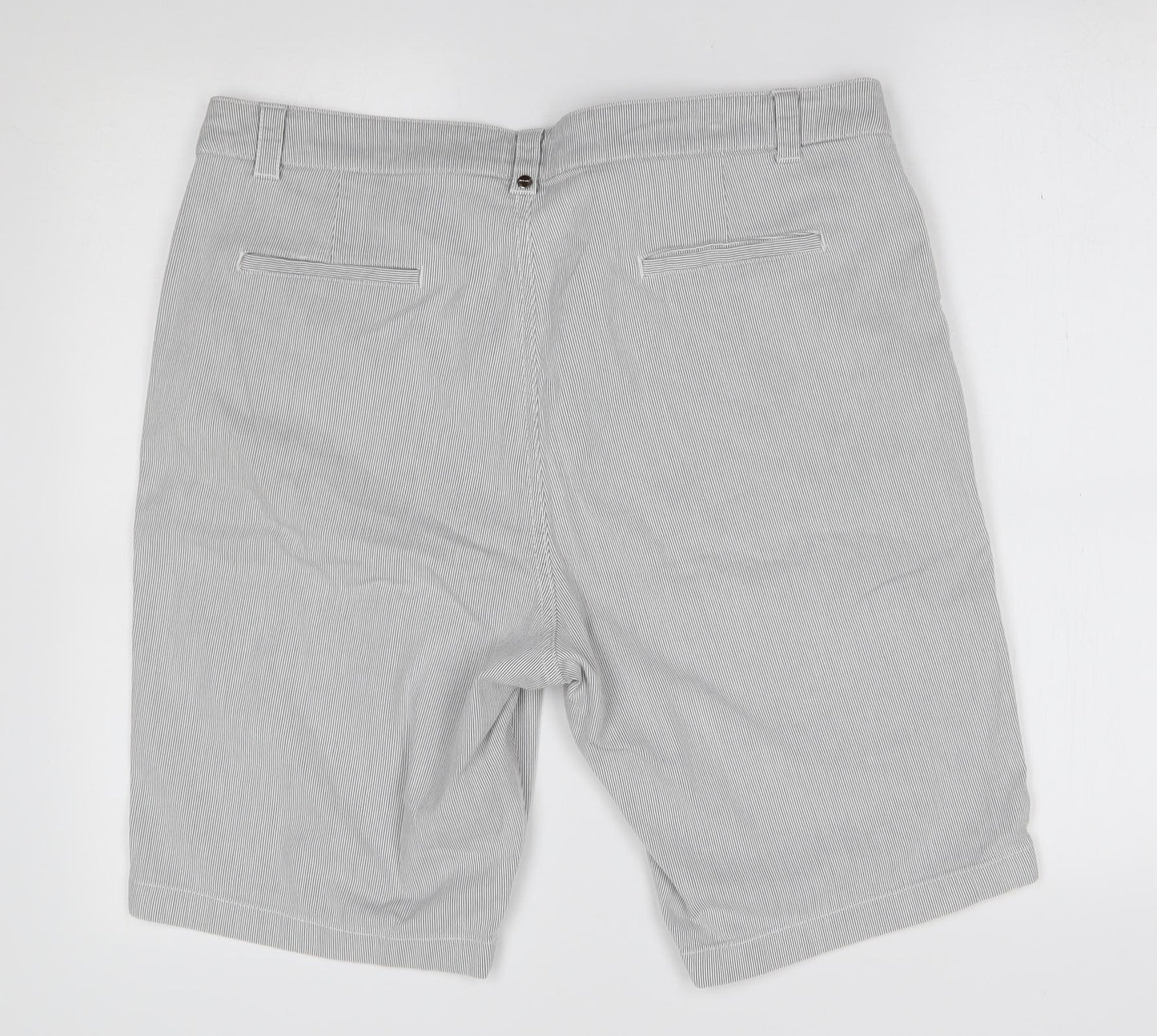 M&S Womens Grey Striped  Bermuda Shorts Size 18