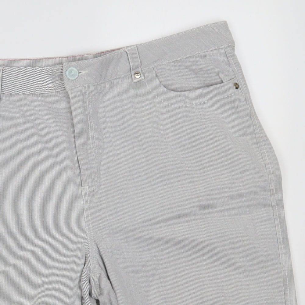 M&S Womens Grey Striped  Bermuda Shorts Size 18