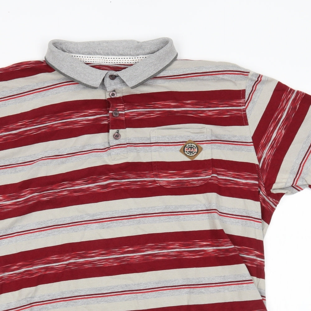 Forrest Mens Red Striped   Polo Size XL