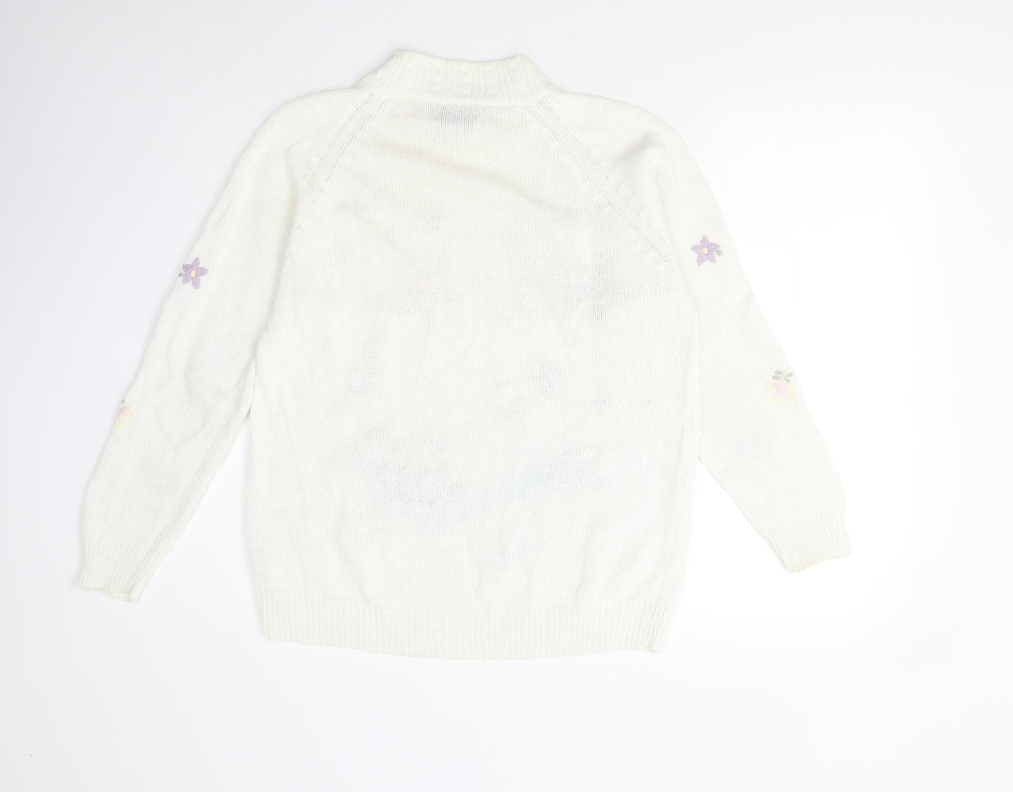 HONEY Womens Ivory Floral Knit Pullover Jumper Size M