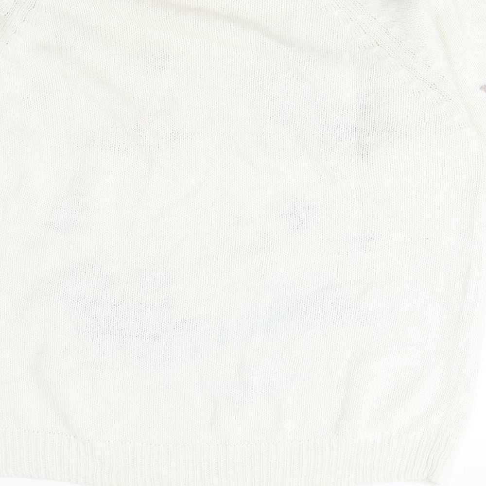 HONEY Womens Ivory Floral Knit Pullover Jumper Size M