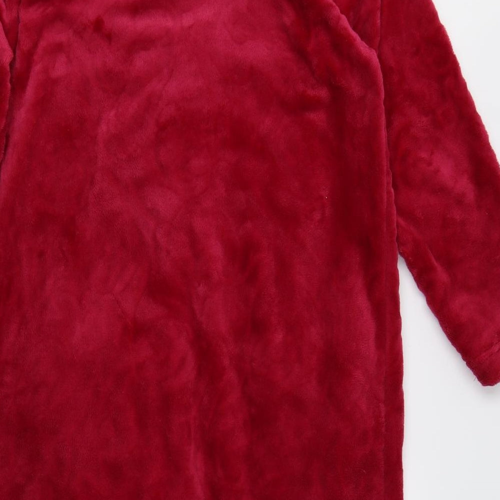 Marlon Womens Pink Solid Fleece  Gown Size 12