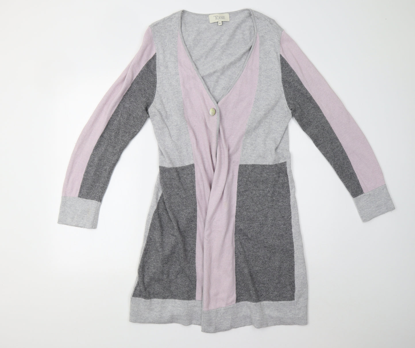 Toisie Womens Grey  Knit Cardigan Jumper Size 16