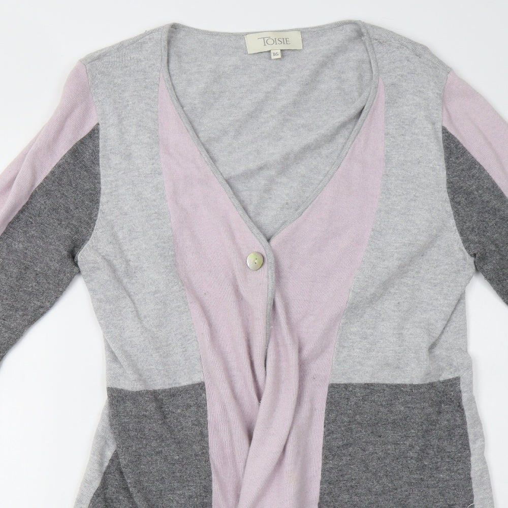 Toisie Womens Grey  Knit Cardigan Jumper Size 16