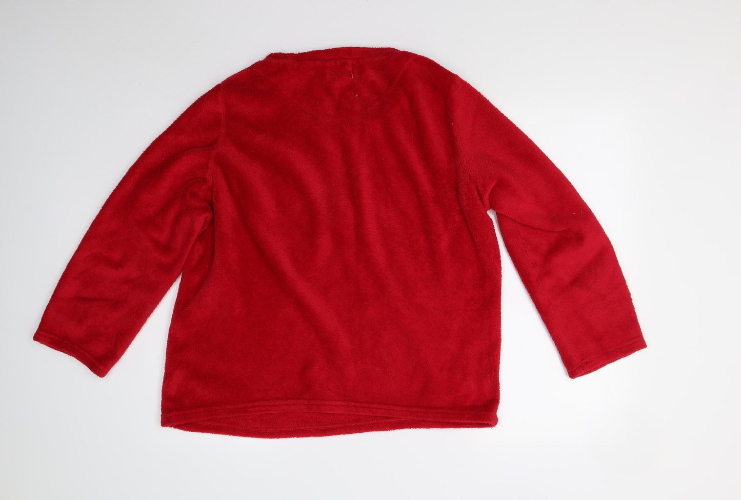 Primark Womens Red Solid Fleece Top Pyjama Top Size 14  - Reindeer