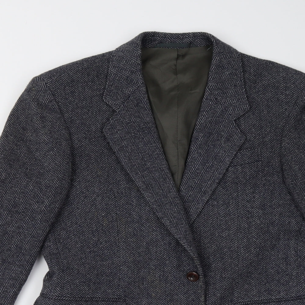 Littlewoods Mens Blue Herringbone Tweed Jacket Suit Jacket Size 36