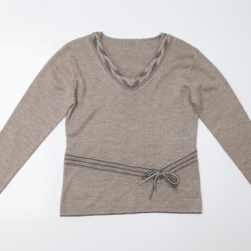Preworn Womens Beige  Knit Pullover Jumper Size M
