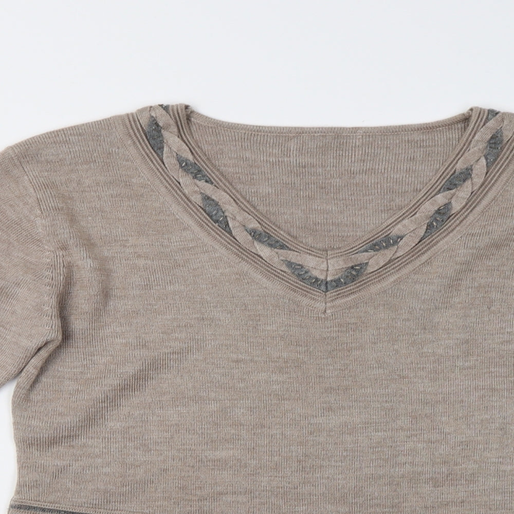 Preworn Womens Beige  Knit Pullover Jumper Size M