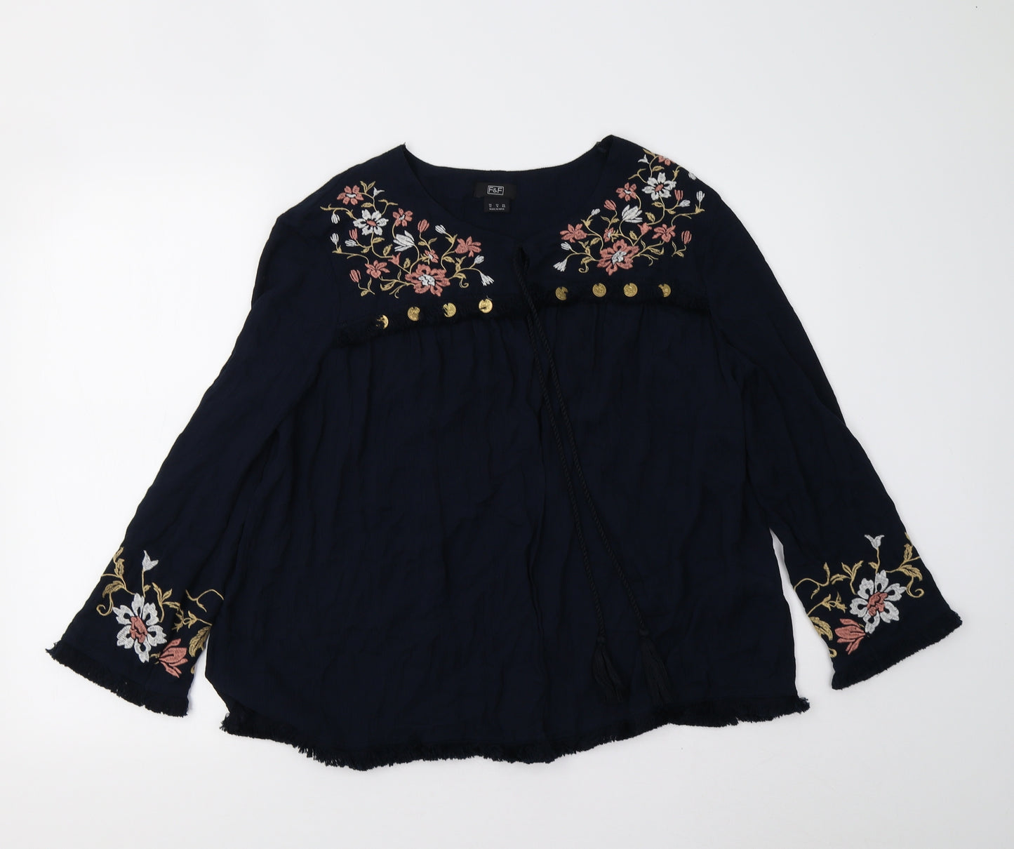 F&F Womens Blue Floral  Basic Blouse Size 12