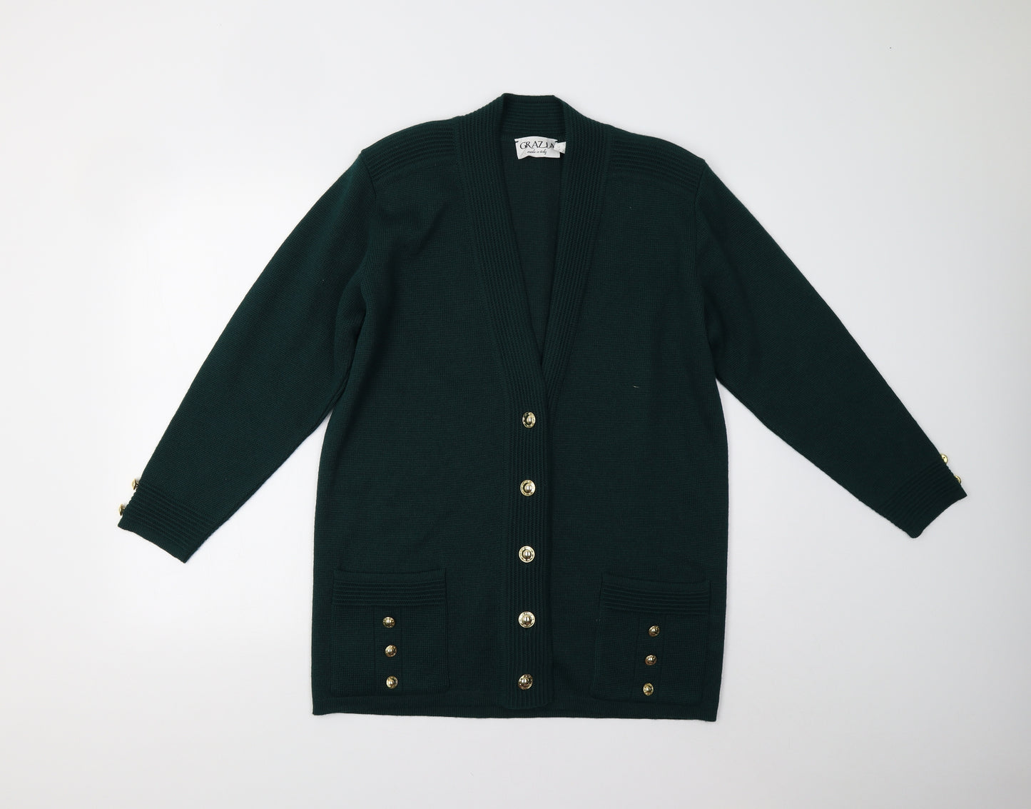 Grazia Womens Green  Knit Cardigan Jumper Size 12