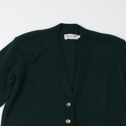 Grazia Womens Green  Knit Cardigan Jumper Size 12