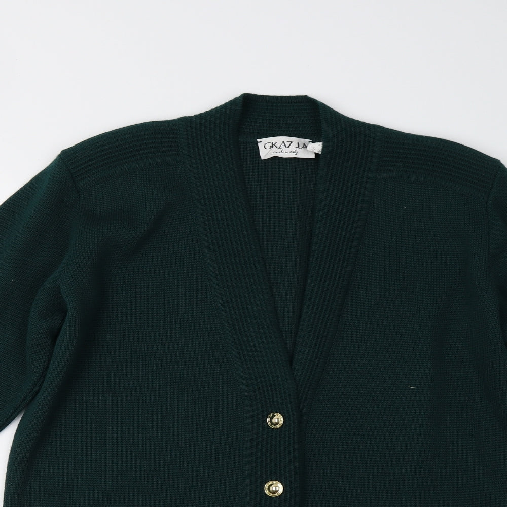 Grazia Womens Green  Knit Cardigan Jumper Size 12