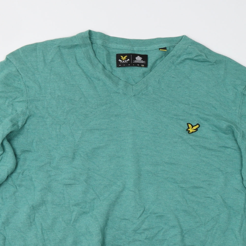 Lyle & Scott Mens Green  Knit Pullover Jumper Size 2XL