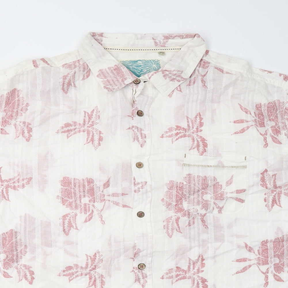 Debenhams Mens White Floral   Button-Up Size 3XL
