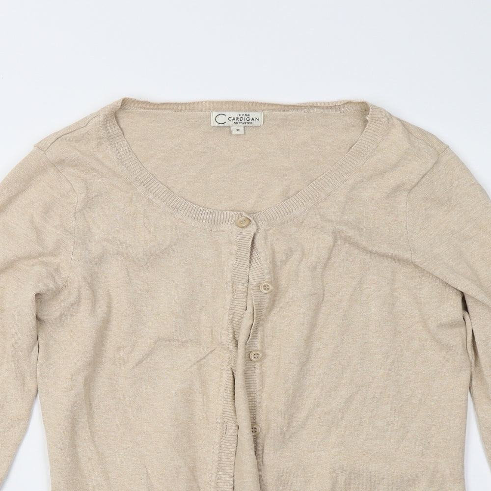 New Look Womens Beige  Knit Cardigan Jumper Size 12