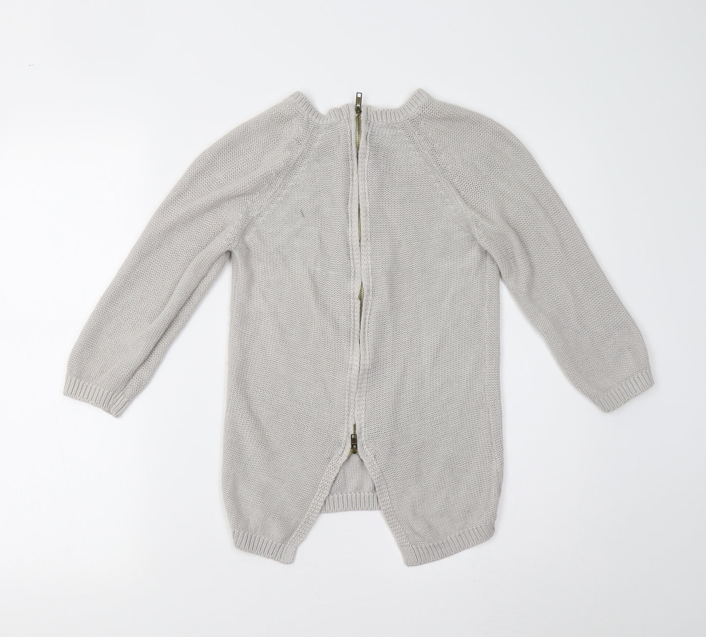 Zara Womens Grey  Knit Full Zip Jumper Size S