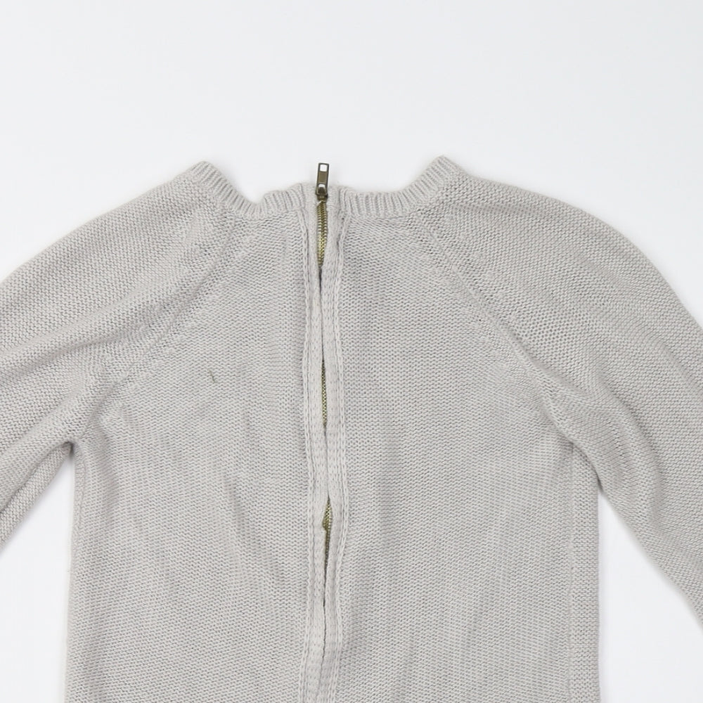 Zara Womens Grey  Knit Full Zip Jumper Size S