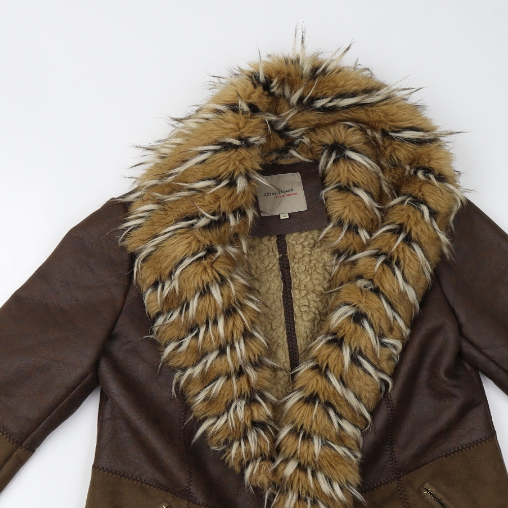 River Island Womens Brown   Overcoat Coat Size 10