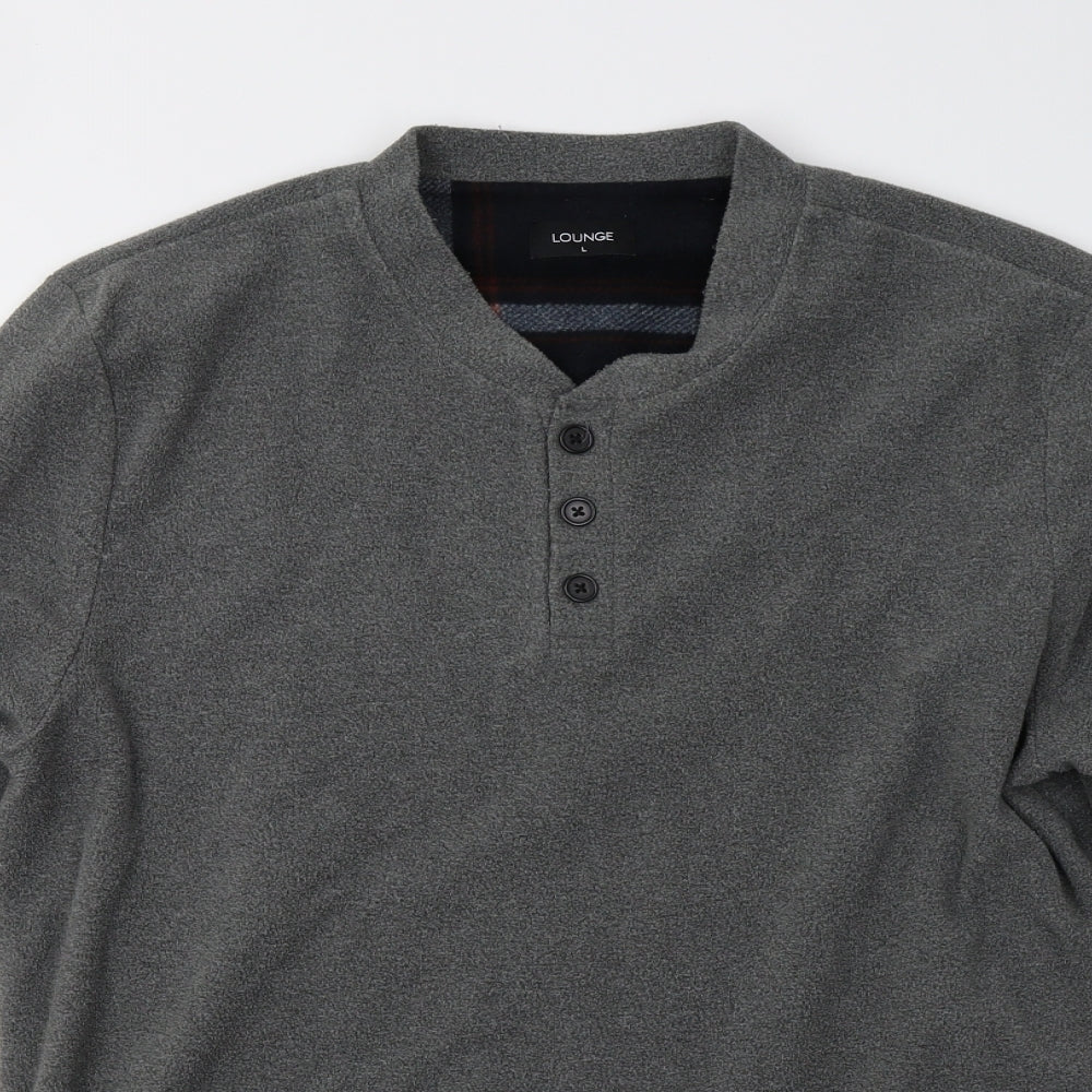 Matalan Mens Grey Solid Fleece  Pyjama Top Size L