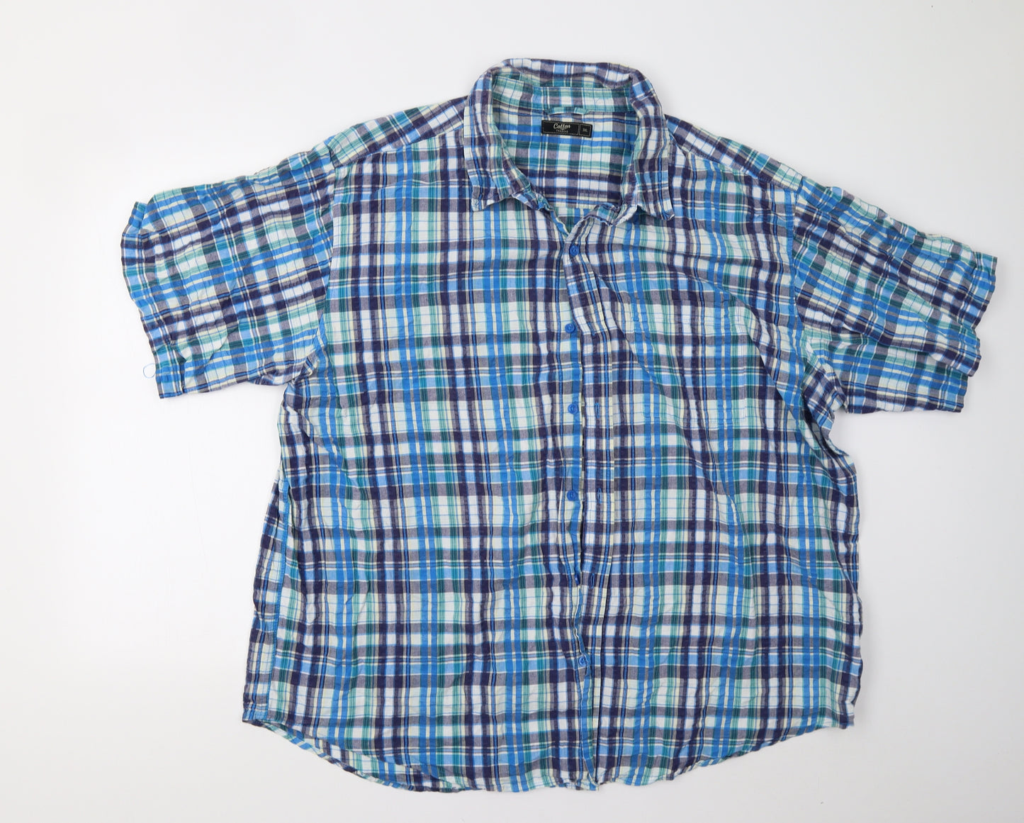 Cotton Traders Mens Blue Check   Button-Up Size 3XL