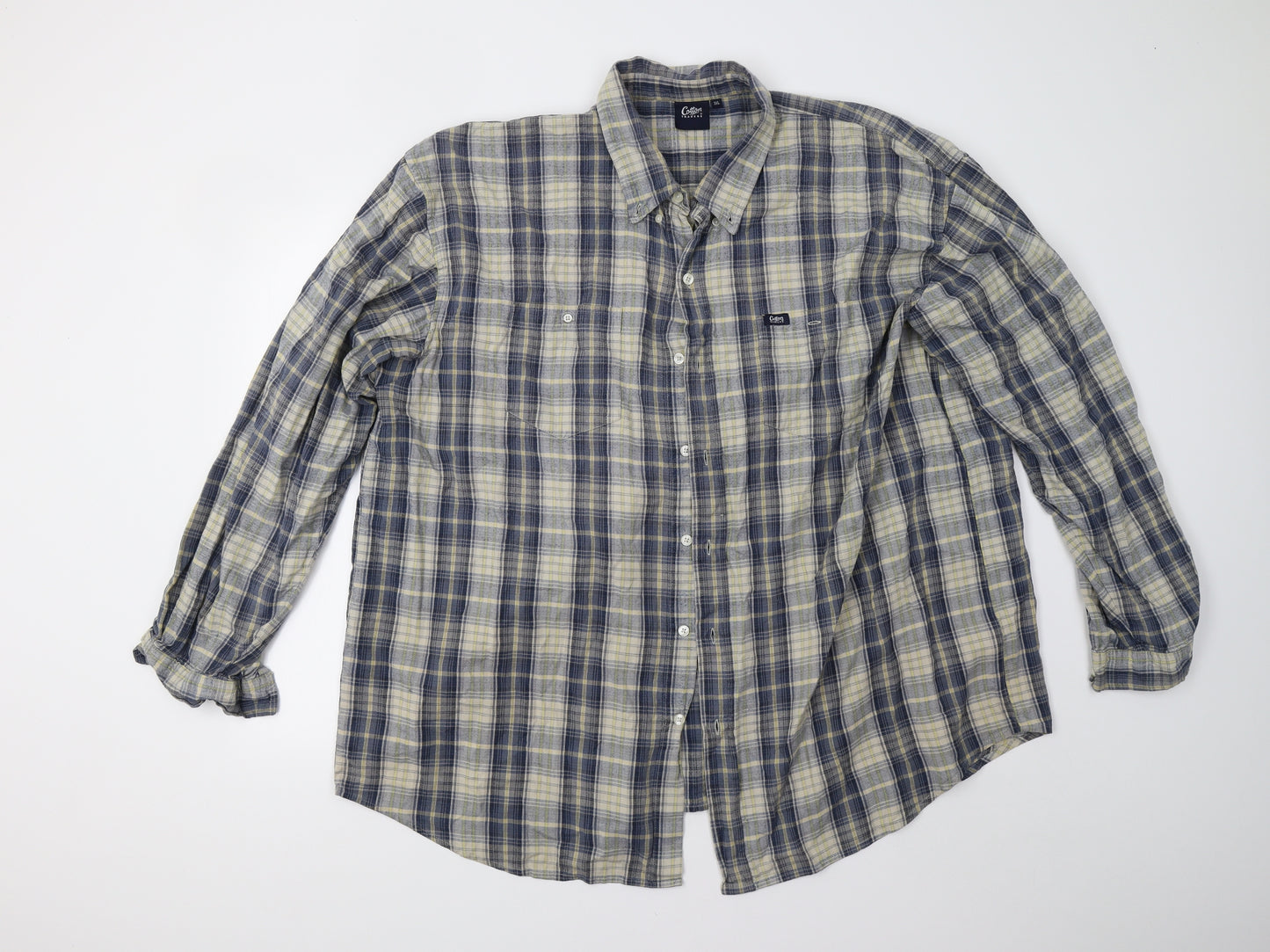 Cotton Traders Mens Blue Check   Button-Up Size 3XL