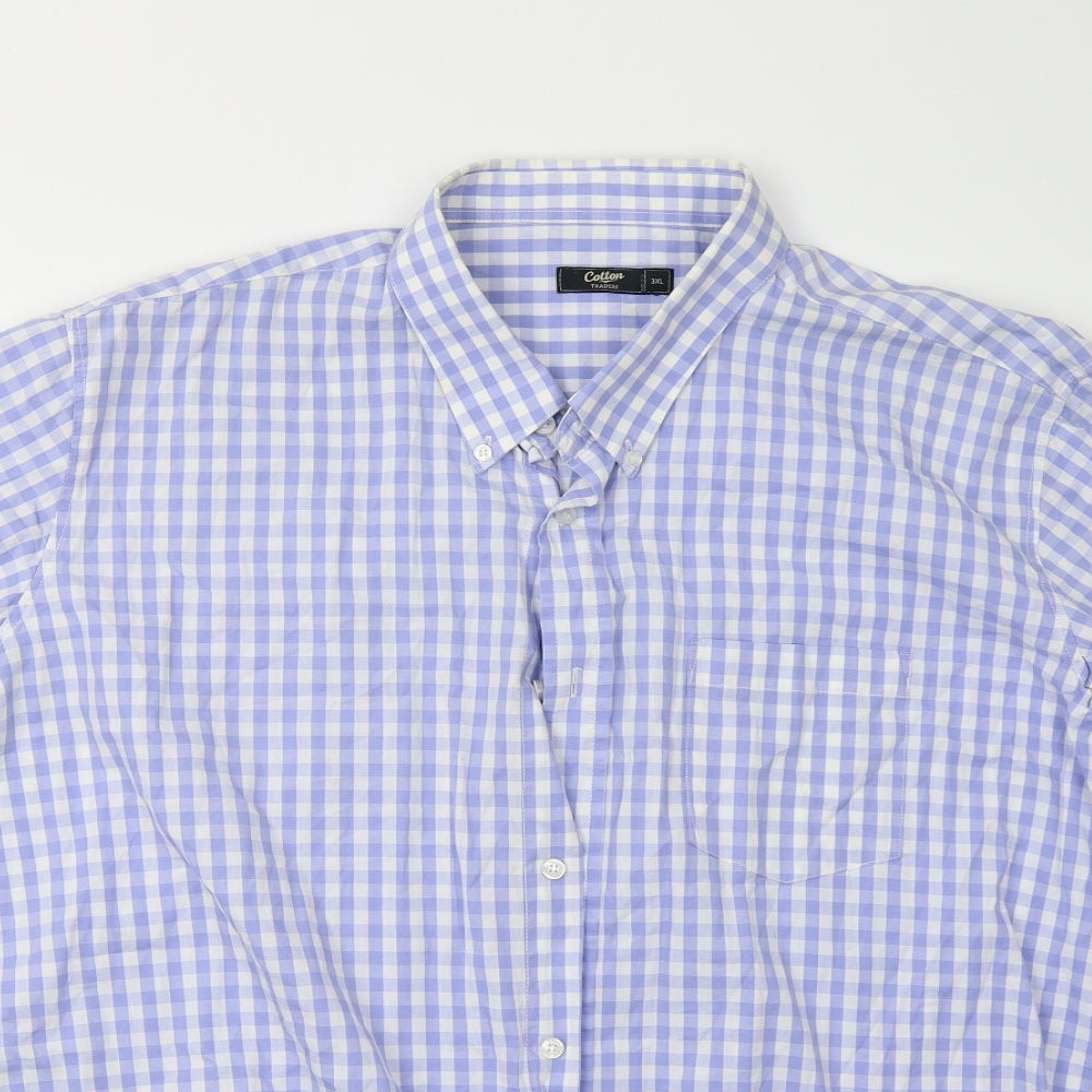 Cotton Traders Mens Blue Check   Button-Up Size 3XL