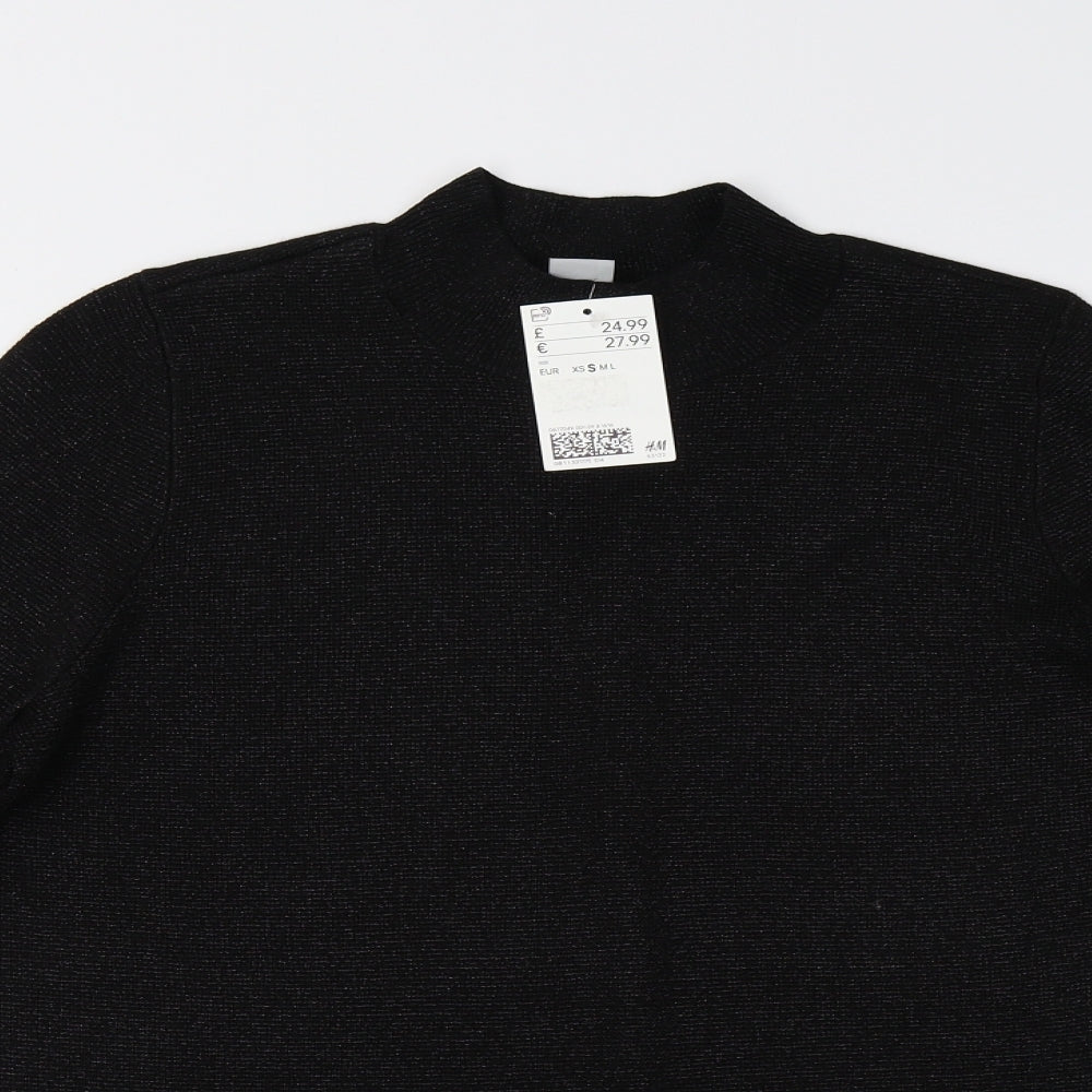 H&M Womens Black  Knit Pullover Jumper Size S