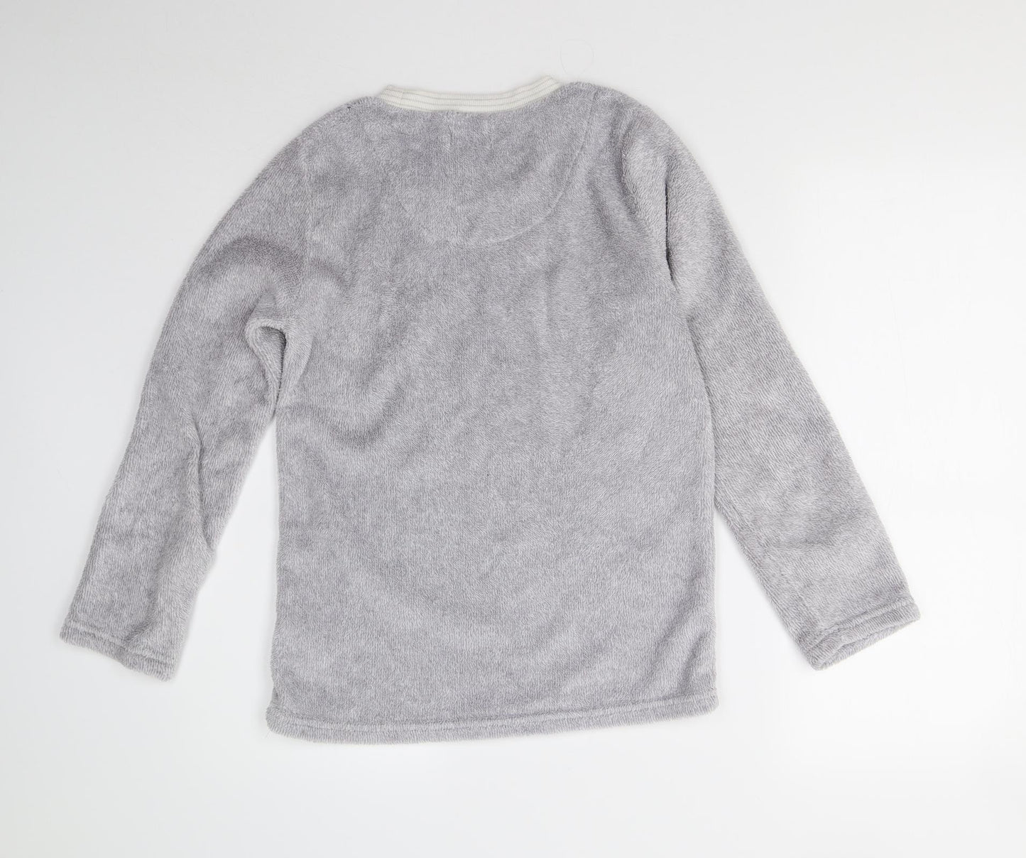 Primark Womens Grey Solid Fleece Top Pyjama Top Size S