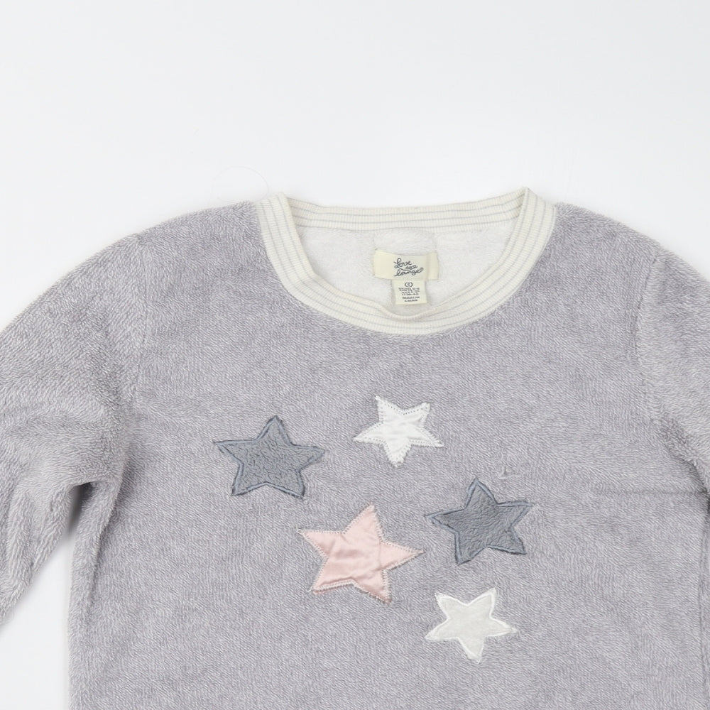 Primark Womens Grey Solid Fleece Top Pyjama Top Size S