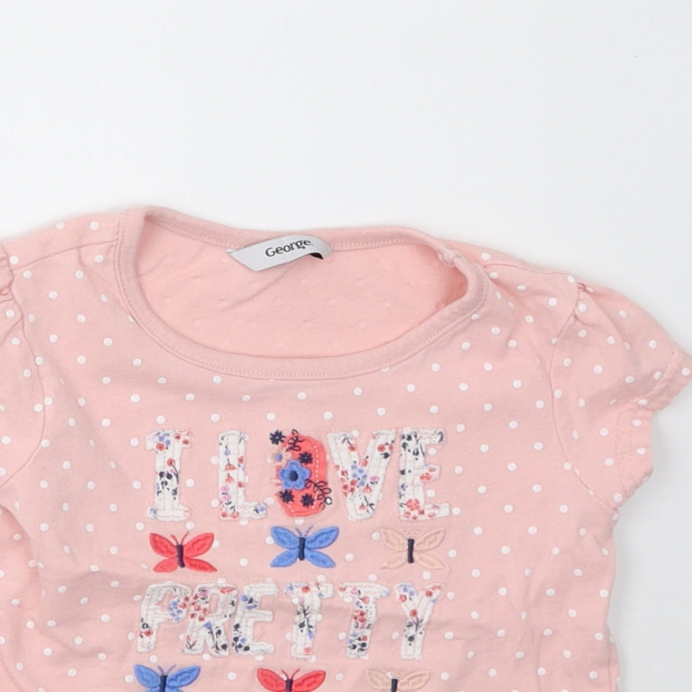 George Baby Pink Polka Dot  Basic T-Shirt Size 24 Months