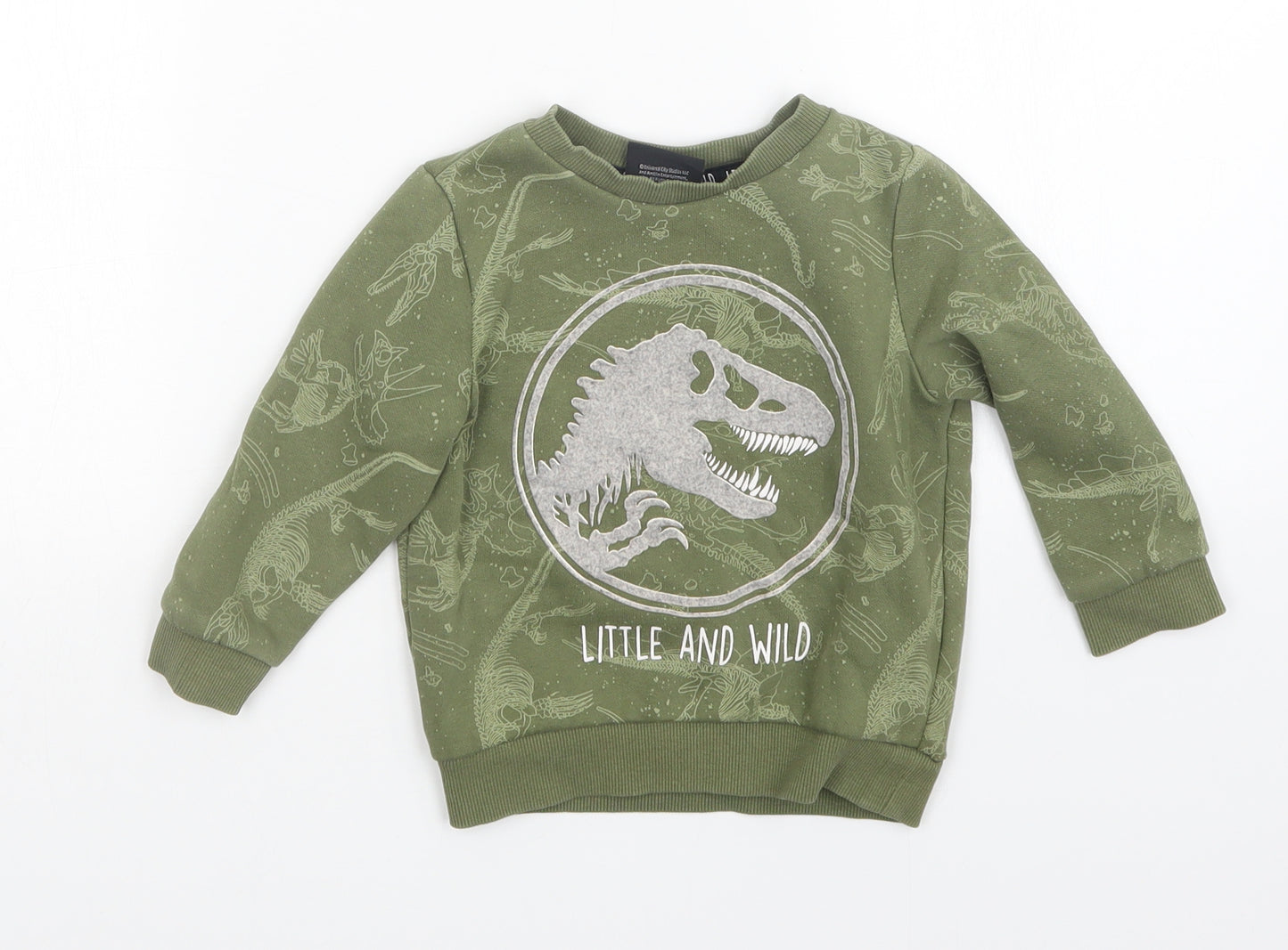 Jurassic Park Boys Green   Pullover Jumper Size 18-24 Months