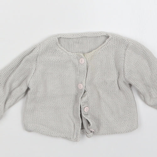 M&S Girls Grey   Cardigan Jumper Size 0-3 Months