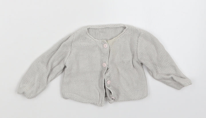 M&S Girls Grey Cardigan Jumper Size 0-3 Months
